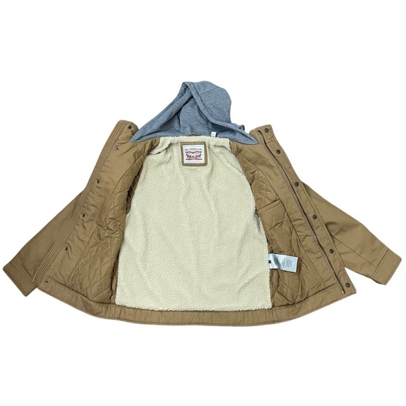 Levi's Military Mens Sherpa Lined Hooded Midweight Work Jacket Size Small Brown - Picture 7 of 11